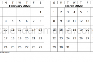 February March 2020 Calendar