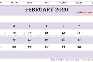 February 2020 Calendar Page