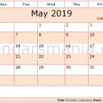 May 2019 Calendar Landscape