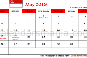 May 2019 Calendar Malaysia
