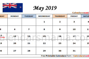 May 2019 Calendar NZ