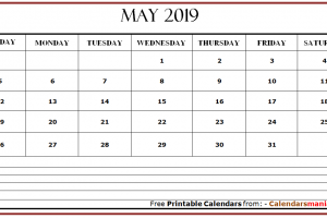 May 2019 Calendar PDF