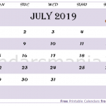 2019 July Calendar