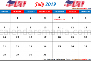 July 2019 Calendar USA