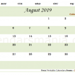 August 2019 Calendar Document