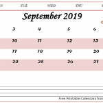 Blank Calendar September 2019