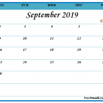 Monthly September 2019 Calendar