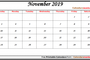 November 2019 Calendar Blank
