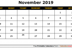 November 2019 Calendar Document