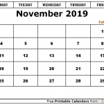November 2019 Calendar Landscape