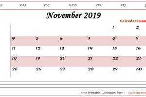 November 2019 Calendar Word
