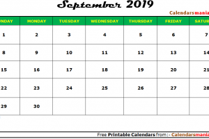September 2019 Calendar Editable