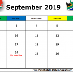 September 2019 Calendar SA