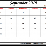 September 2019 Printable Calendar