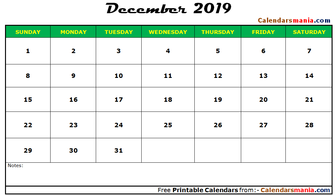 Cute December 2019 Calendar Design