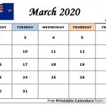 March 2020 Calendar NZ