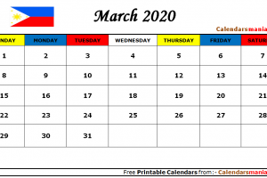 March 2020 Calendar Philippines