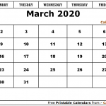 March 2020 Calendar Printable Template