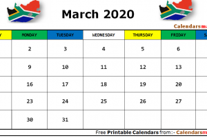 March 2020 Calendar SA