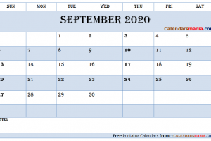Blank September Calendar 2020