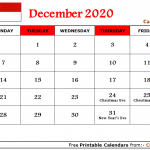 December 2020 Calendar Singapore