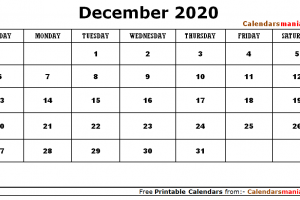 December 2020 Editable Calendar