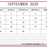 September 2020 Calendar Blank