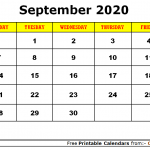 September 2020 Calendar Excel