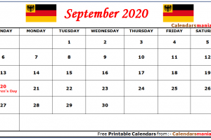 September 2020 Calendar Germany