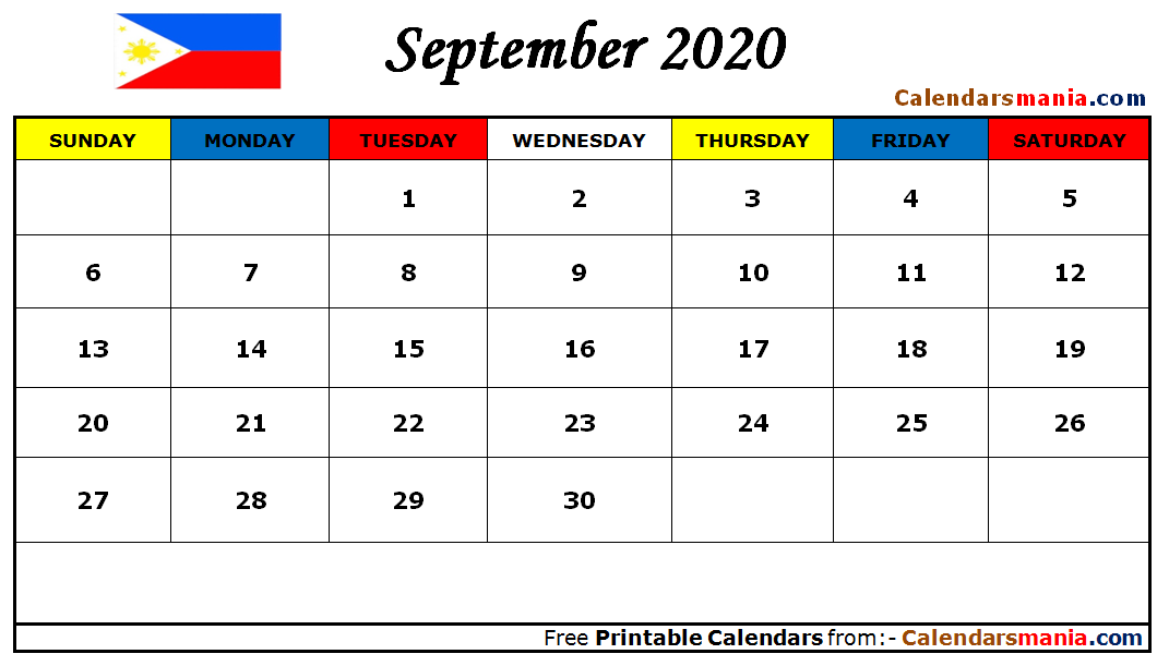 September 2020 Calendar Philippines