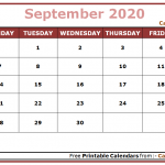 September 2020 Calendar Tumblr
