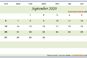 September 2020 Holidays Calendar
