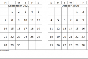 September October 2020 Printable Calendar