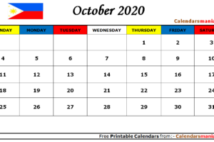October 2020 Calendar Philippines