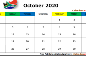 October 2020 Calendar SA