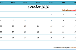 October 2020 Editable Calendar