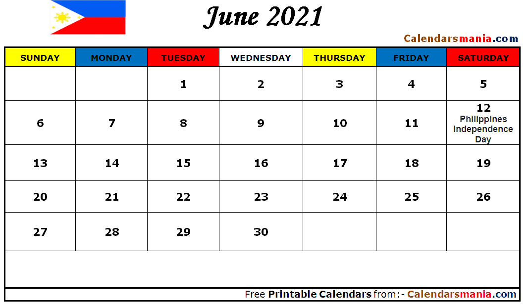 June 2021 Calendar Philippines