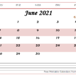 Monthly June 2021 Calendar